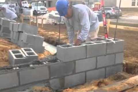 Block mason at work