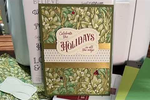 Happy Holidays Christmas Labels Card Tutorial by Stampin’ Up! - Season of Green & Gold..
