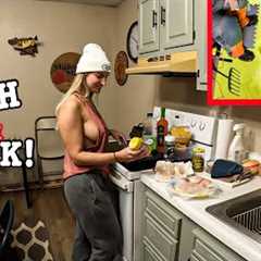 EARLY ICE FISHING CATCH AND COOK AT THE CABIN!!! (Sight Fishing!!!)