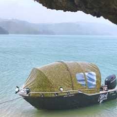 Camping and Fishing on the Boat in a Storm