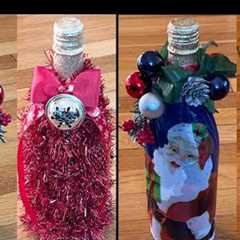 How To Wrap A Wine Bottle/ 4 Easy Bottle Gift Wrap Ideas/ DIY Christmas Bottle Decorations