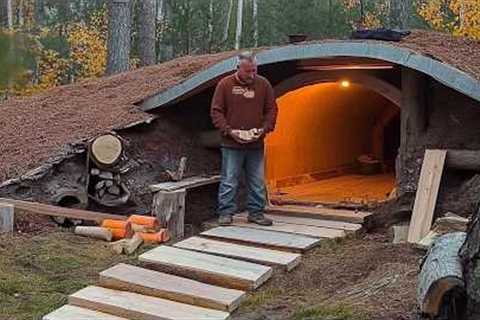 Man Builds 2-Room Log CABIN Underground | Start to Finish by @bushcraftua1