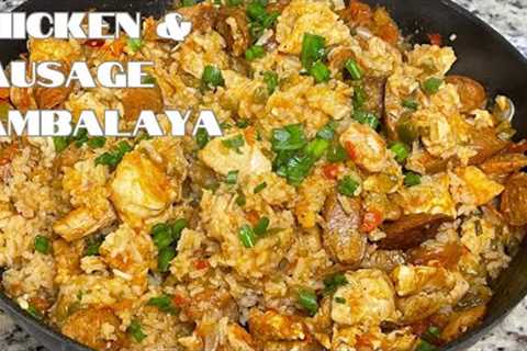 CHICKEN &amp; SAUSAGE JAMBALAYA | EASY JAMBALAYA | CHICKEN &amp; RICE | DINNER RECIPES