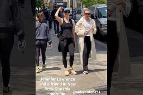 Jennifer Lawrence and a friend in New York City yesterday  morning #jenniferlawrence #jlaw #newyork