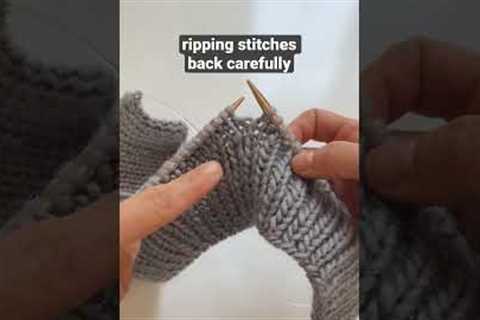 How to rip stitches back carefully when knitting #knittingvideo #knittingtutorials #knittingdesign