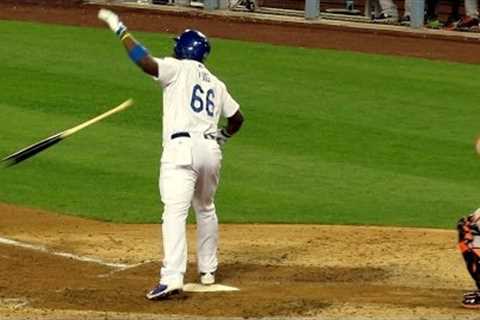 Yasiel Puig Home Run Bat Flip &amp; Confrontation with Pitcher 5-9-14