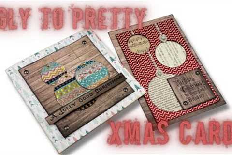 BEGINNER FRIENDLY TUTORIAL _ USING UGLY SUPPLIES  TO MAKE PRETTY CHRISTMAS CARDS_