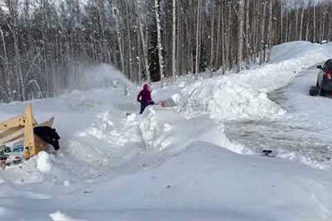Snow blowing the road and house site in Fairbanks Alaska. Building a Tiny House on a hill. #Alaska