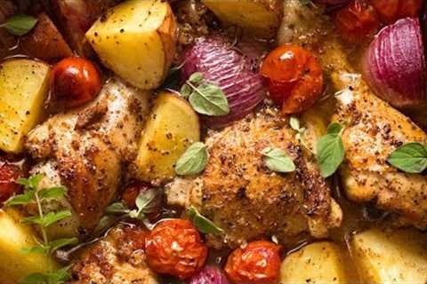 Mediterranean Baked Chicken Dinner (Lemon Garlic Chicken Potato Bake)