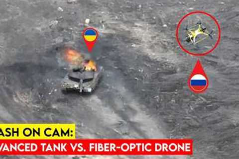 Watch! Russian Fiber-Optic Drone Destroys Leopard 2A6 Tank in Kursk!