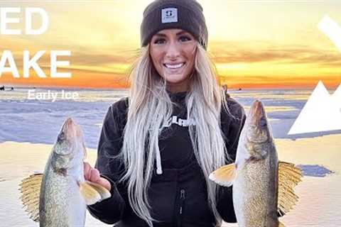 Early Ice Fishing on Upper Red Lake MN