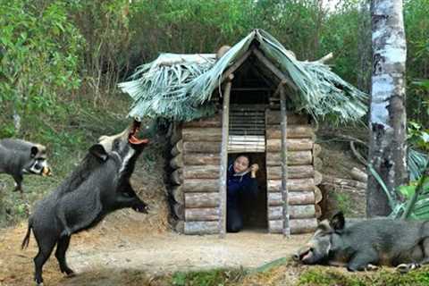 FULL VIDEO: 100 Days, Build a Warm Secret Survival Shelter and Bushcraft Wild Boar Hunting