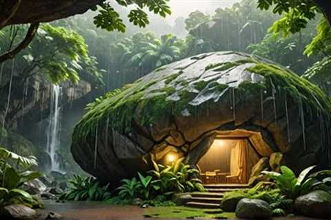 I Chiseled a Giant Rock To Build a Warm Shelter in the Rain Forest, Precious Tea, Catch and Cook