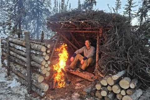 3 Days in Arctic Survival Shelter - Solo Bushcraft Camping &amp; Blacksmithing.