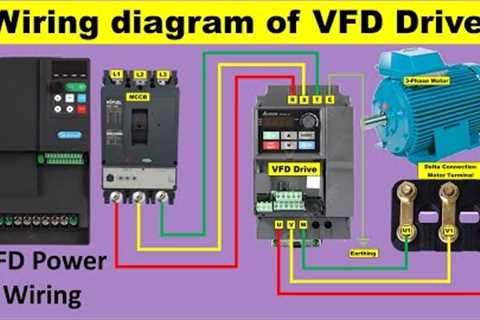 vfd connection with 3 phase motor| Vfd Drive power wiring | 3 phase motor with VFD connection | #vfd