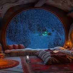 Reduce Stress with Cozy Cave Fireplace & Relaxing Snowstorm Sounds | Find Peace on a Winter..