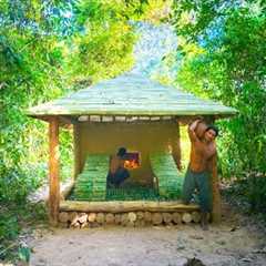 Building a Bamboo Log Cabin with Bushcraft Skills | Primitive