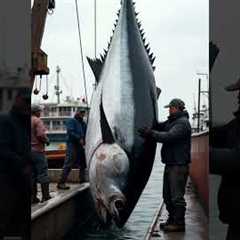 Record-Breaking Giant Tuna Caught by Fishermen! 🐟🎣  #fishing #animals  #viralvideo