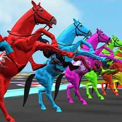 Spider-Man horse racing overcomes exciting challenges vs hulk vs iron man | Game GTA 5 superheroes