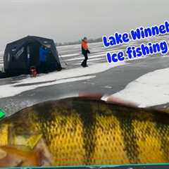 Ice fishing for perch on [Lake Winnebago] with the kids 1-12-2024