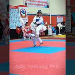 Knockout 😱 Spinning Hook Kick🔥 #taekwondo #fight #ajaytamangtkd #trending #shorts