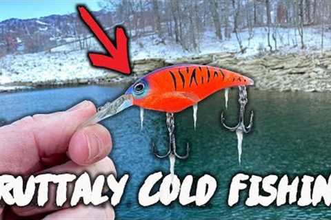 BRUTALLY COLD Winter Bass Fishing (DON’T get DISCOURAGED!)