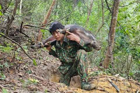Build a house to store firewood, visit traps, catch wild boars to sell, survival skill