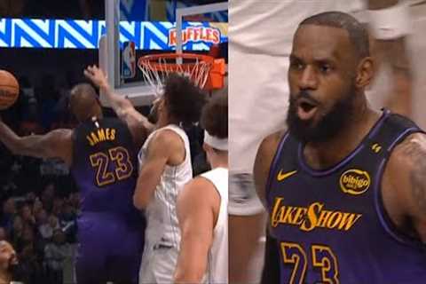 LeBron James switches hands mid-air for INSANE poster dunk on Dereck Lively II 😳