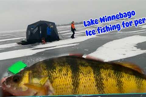 Ice fishing for perch on [Lake Winnebago] with the kids 1-12-2024