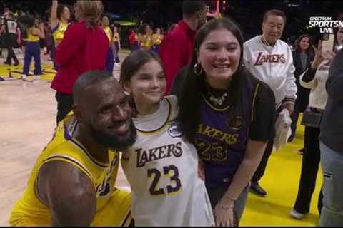LeBron takes picture with young fan after win over the Miami Heat 📸 | NBA on ESPN