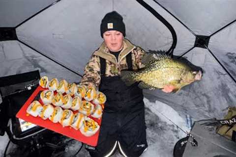 Ice Fishing Crappie Catch And Cook - Crappie Tempura Rolls