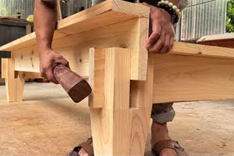 Extremely Ingenious Skills Woodworking Worker || Making Cross Joints Bed Monolithic Wood Projects
