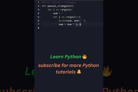 🔢 Print Pascal’s Triangle in Python | Step-by-Step Guide for Beginners 🚀 #trending  #viralvideo