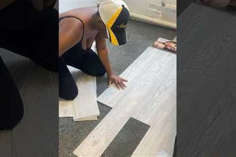 How to install peel &amp; stick flooring on carpet floor #shorts #flooring #peelandstick