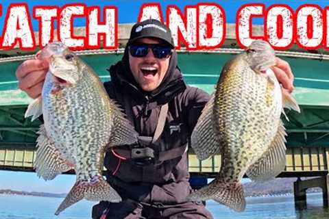 Catch and Cook Crappie In The WINTER! (NEW RECIPE!) Fishing With Jigs!