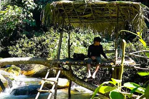 Survive alone in the forest, build a house in a tree, catch crabs and fish, and cook,Reup channel 21