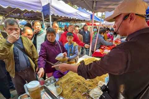 China’s Guangdong Traditional Market: Live &amp; Large Cobra Snakes, Exotic Foods &amp; Crispy..