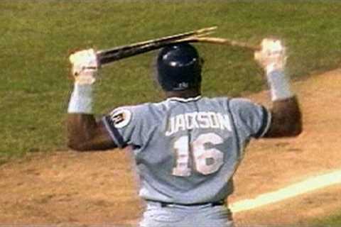 Bo Jackson BREAKS bat over his helmet!