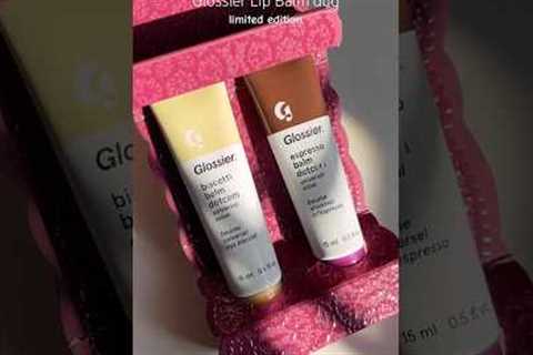 Glossier Limited edition lip balm set ☕️👄☁️| lip balms| #beauty #lipmakeup asmr #unboxing #swatches