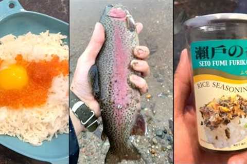 Stocked Trout EGGS Catch &amp; Cook! (BREAKFAST Rainbow Trout Catch Clean Cook)