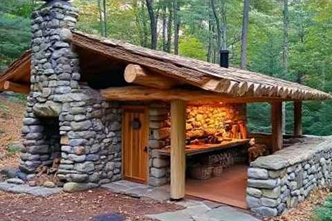 Man Builds House with STONES and LOGS in the Forest | by @bogdanintheforest4382