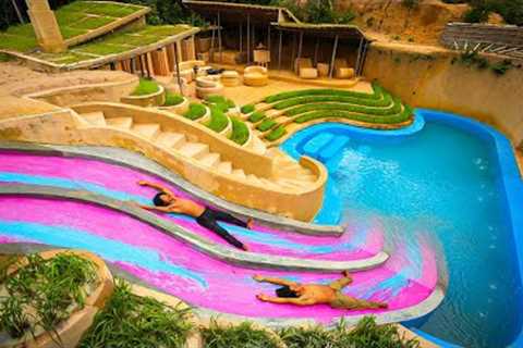 My Updated Underground Waterslide Park into Modern Swimming Pool Villa House in 199Days
