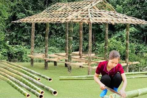 Survival Challenge: Building a Bamboo House Alone in the Wild