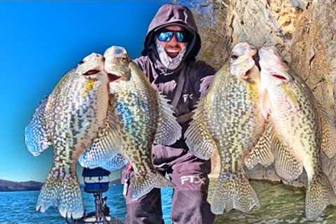 Catch Crappie Fishing BLUFF WALLS In The WINTER! (LOADED)
