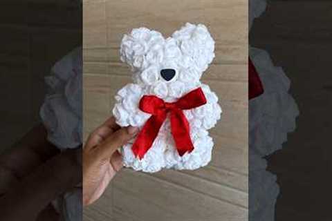 Valentine’s Day gift idea♥️ Tissue rose teddy diy#shorts #best #decor #handmade #craft #birthday #bf