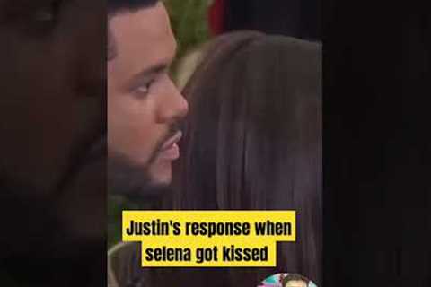 Justin's response when selena got kissed 💔😭 #justinbieber #selenagome