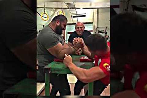 LEVAN SAGINASHVILI vs 'IRAKLI ZIRAKASHVILI' sparring! 💪👹 #armwrestling #short #shorts #trending..