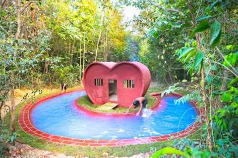 Building a Secret Heart Shaped Villa Surrounding Swimming Pool Deep in the Jungle