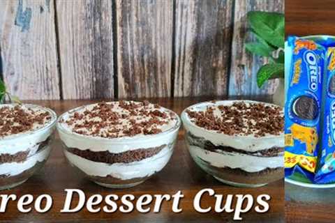 No-Bake Oreo Dessert Cups with only 2 Ingredients | Oreo Biscuit Dessert Recipe | Oreo Dessert