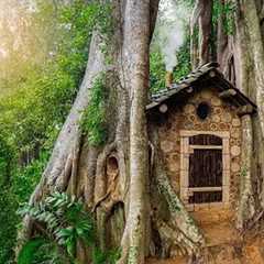 Building a Shelter Between Two Ancient Trees: Forest Survival Skills